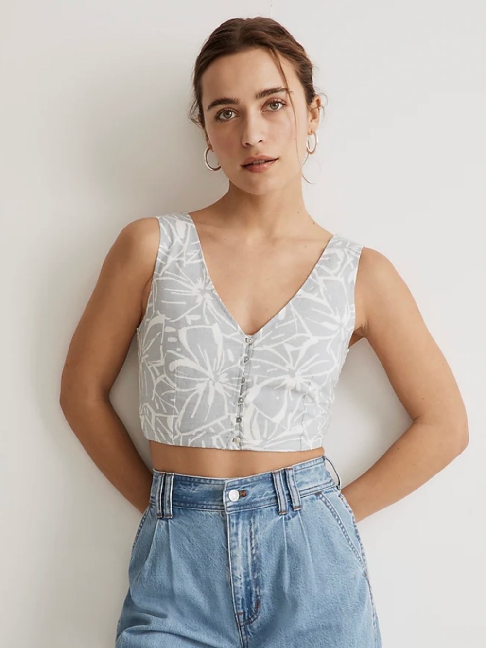 Madewell Linen Blend Gwen Crop Vest